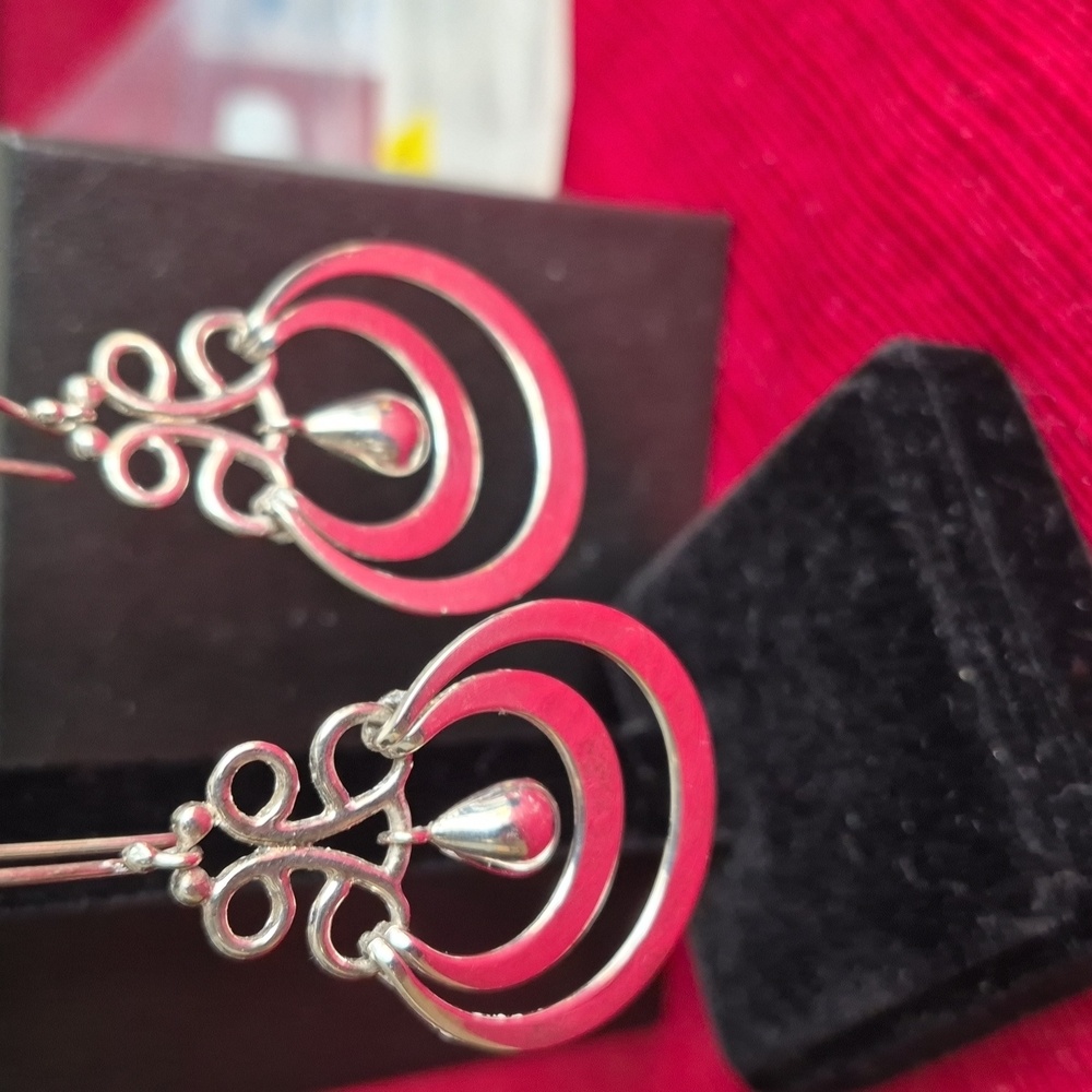 Vintage Mexico 925 Elegant Sterling Silver Dangle Earrings
